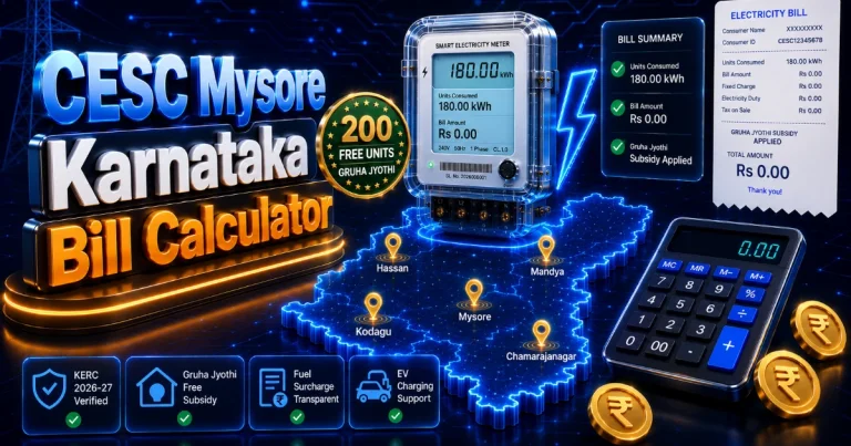 1 Unit Rate in CESC Mysore (Updated)