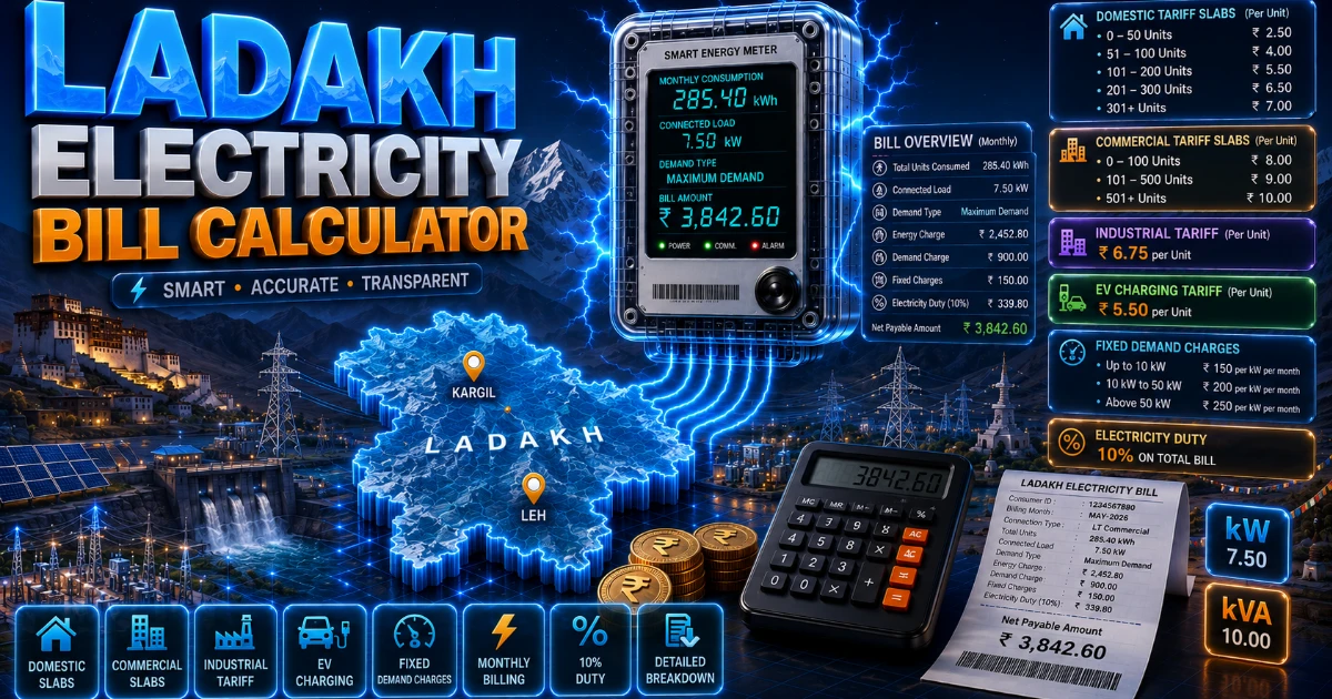 Ladakh Electricity Bill Calculator (Updated)