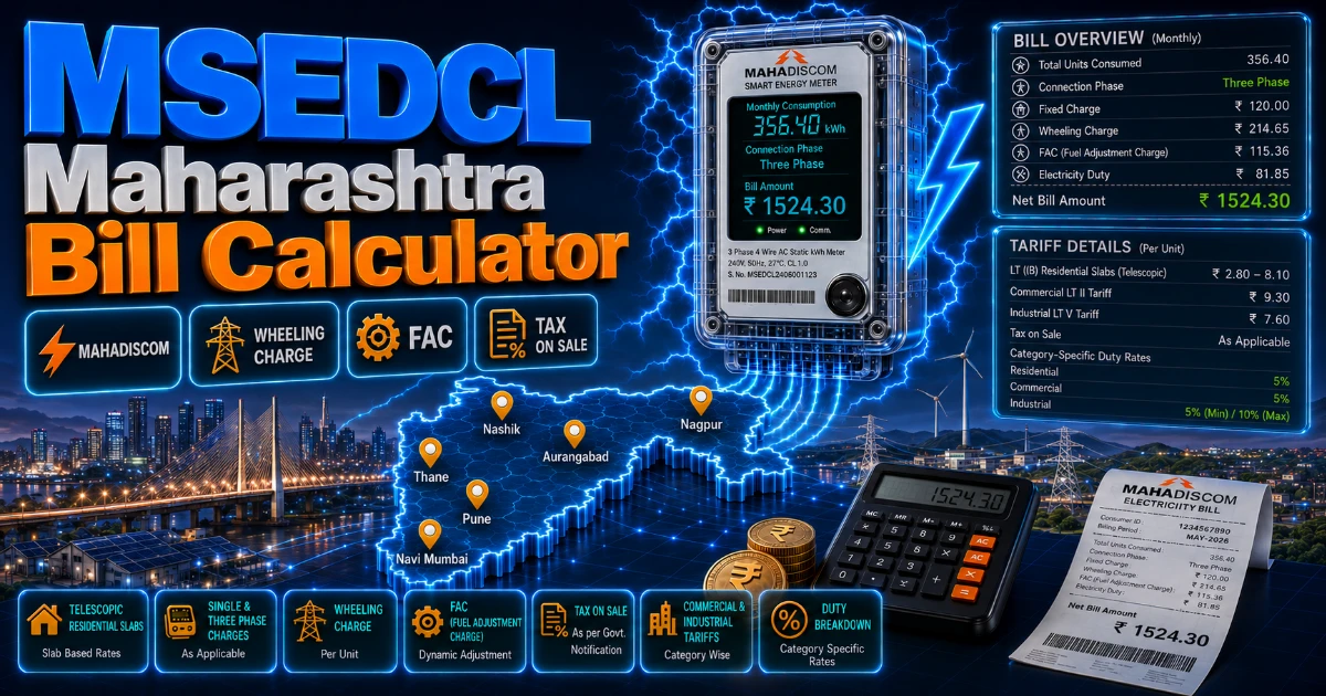 MSEDCL Electricity Tariff Card